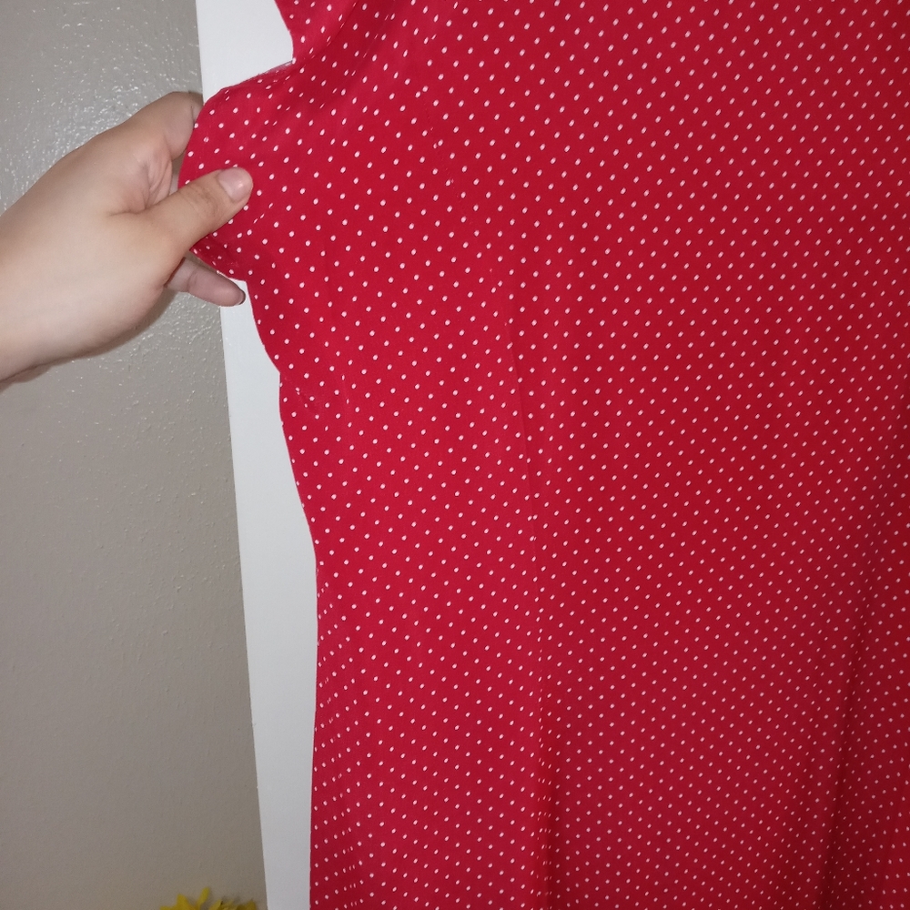 Red polka dot button down dress - Picture 5 of 6